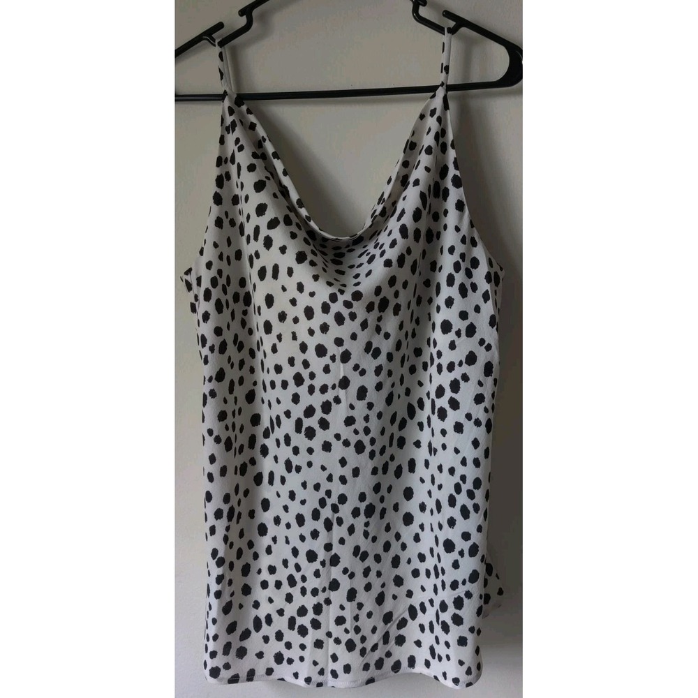 La Miel‎ Women's Tank Top Black/White Animal Print Adjustable Straps Size Large